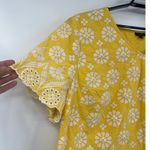 Talbots Embroidered Floral Top Sz 22W Cottagecore Boho Eyelet Scallop Yellow Photo 2