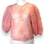 ZARA  Pink Tulle Puff Sleeve Sheer Top medium Photo 3