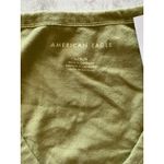 American Eagle NWT  Green Cropped Ruched Short Sleeve V Neck Cotton Blend Top L Photo 1