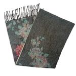 Steve Madden Women's Gray Rose Floral Fringed Scarf Photo 2