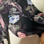 Nicholas Black Purple Floral 100% Silk Square Neckline A Photo 7