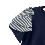 Parker  Blue Tee Striped Flutter Sleeve Size Small New Photo 1