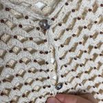 Marisa Christina linen blend beaded open knit crochet cardigan size XL Photo 63