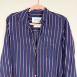 Grayson The Hero Button Up Shirt Frank‎ & Eileen Navy Blue Red Stripe Sz 2 Small Photo 4