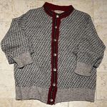 Vintage LL Bean Women's wool Birdseye button up cardigan sweater, USA EUC Brown Size L Photo 0