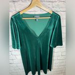 Modcloth Green Crushed Velvet Vneck Short sleeve Swing Dress Womens size small Photo 1