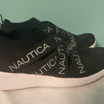 Nautica Crisscross Logo Straps Slip On Sneakers, Women's 9, "Patrika", Black Photo 0