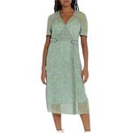 Coach Printed Long Chiffon V Neck Turquoise Brown Dress Size 2 Photo 1