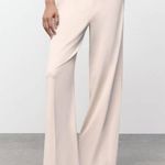 ZARA Full Length Trousers with Cutout Opening in Ecru Off White Photo 1