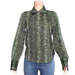 FAVORITE DAUGHTER The Take Me Seriously Long Sleeve Satin Top, Serpiente, Small Black Photo 6