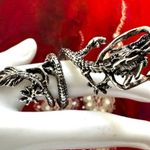 Dragon Wrap Statement Ring – Silver Tone Fantasy Gothic Photo 3
