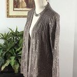 Chico's Easwear By Long Sleeve Shimmer Silver Shine Open Front Sweater Size 0 Photo 2