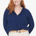 J.Crew  Blue Long-sleeve gauze tie-neck top Size Small Photo 0