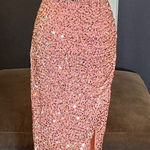 Women’s One Shoulder Pink Sequined Formal Prom Dress Long Leg Slit Size S NWOT Photo 0