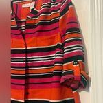 Elementz Kim Roger Petite Blouse with Adjustable Sleeves Red Orange Black Stripe Size PXL Photo 4