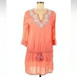 Lands' End Lands’ End Orange Sherbet Cotton Embroidered Swimsuit Coverup Size M Medium Photo 2