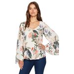 Show Me Your Mumu Hippie Dippie Floral Top Womens S White Bell Sleeve Boho 70s Photo 1