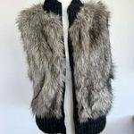 Loft Charcoal Knit Vest with Faux Fur Trim Photo 1