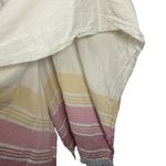 Tribe Alive Handmade Cotton Stripe Fringe Kaftan Poncho in Ivory/Pink OS Photo 8