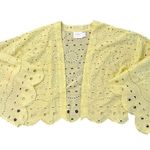 Anthropologie Maeve yellow eyelet lace open front cardigan Photo 10