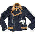 Betty Barclay Collection Moto Jacket – Size 38 (US 8) NWT Blue Photo 0