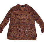 August Silk Blouse 100% Silk Paisley Boho Lagenlook Size Medium Photo 0