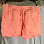 Athleta Linen Shorts Womens Size 20 Coral Drawstring Elastic Waist Coastal Photo 0