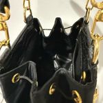 Laurent Effel Women Black Nylon And Croc Trim Mini Bag Drawstring Gold Detail N Photo 7