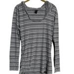 prAna  Gray White Stripe Hoodie Scoop Neck Small Photo 0