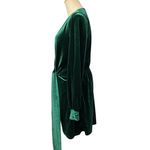 Twist Front Velvet Mini‎ Dress M Dark Green Keyhole Neck Long Sleeve Size M Photo 6
