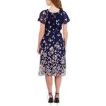 Sandra Darren Plus Size 20W Dress Navy Floral Short Sleeve Smocked Midi 1284 Photo 2