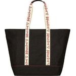 Victoria's Secret  Logo Black Canvas Signature Large Beach Tote Shop Bag NEW Tags Photo 0