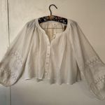 Aerie  Natural Crochet Button Shirt Women’s S Boho Peasant Blouse Lace Ruffle Photo 8