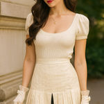 Stella McCartney Silk Pleated Skirt Cream Small Quiet Luxury Old Money Coquette Photo 1