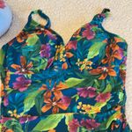 Kona Sol Tropical Print Shirred Full Coverage One Piece Swimsuit Sz L Photo 3