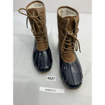 Jbu Womans Maplewood Midcalf Duck Boots 8.5 M Brown Blue Lace Up Photo 1