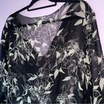 Allison Taylor 2X 100% Silk Chiffon Blouse Popover Black Floral Photo 5