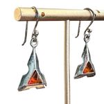 Vintage Baltic Amber Sterling Silver Triangle Dangle Earrings Photo 0