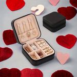 Mini Jewelry Box Portable Travel Jewelry Storage Box, PU Leather Small Organizer Black Photo 8