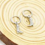 Small Silver Cowboy Boot Earrings Photo 3