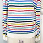 Talbots White Rainbow Striped Sweater Lambswool Blend Medium Photo 3