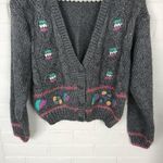Vintage Bobble Hand Knit Cropped Cardigan Sweater Cottagecore Grannycore Size M Gray Size M Photo 2