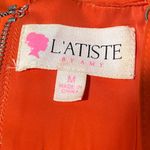 L’ Atiste Bright Orange Red Plunging Neckline Dress Size Medium Photo 5