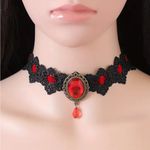 Black/Red Lace Necklace Collar Choker‎ Retro Style Cosplay Fashion Jewelry Black Photo 2