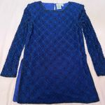 Papell Boutique Royal Blue Beaded Textured Blouse Size M Photo 5