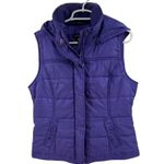 New York & Company Purple hooded puffer Vest L winter casual outdoor fall ruffle Size L Photo 0