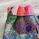 Flashback Art to Wear REVERSIBLE Colorful Floral Festival Jacket Boho Patchwork Blue Size M Photo 8