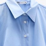 ZARA Blue Ruched Buttoned Slit Midi Dress Photo 5