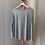 American Eagle  Soft & Sexy V-Neck Long Sleeve Tee Grey White Stripes Size Small Photo 9