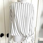 Socialite White Stripe Front Tie Blouse Photo 0